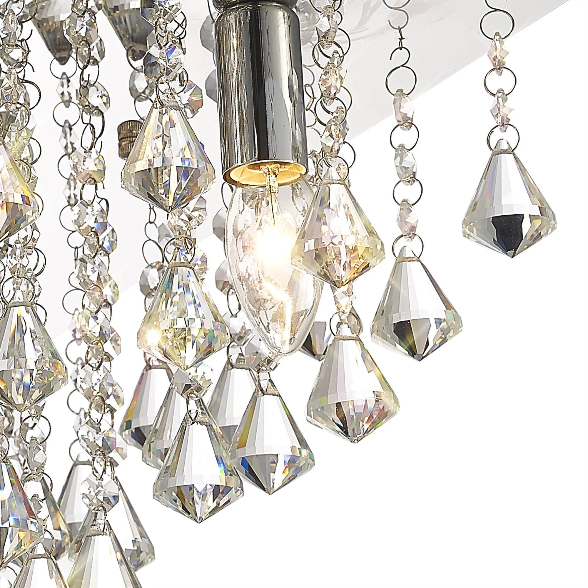 Acton Crystal Square Flush Ceiling 5 Light Polished Chrome D0146  Deco Acton